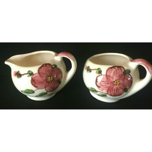 Stetson Style Red Flower Sugar Bowl n Creamer. - Picture 2 of 8